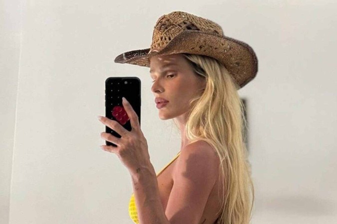Yasmin Brunet posa de biquíni amarelo e recebe like de suposto novo affair -  (crédito: Observatório dos Famosos)