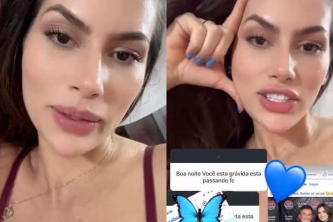 Esposa de Amado Batista reage a montagens viralizadas e fake news de gravidez -  (crédito: Observatório dos Famosos)