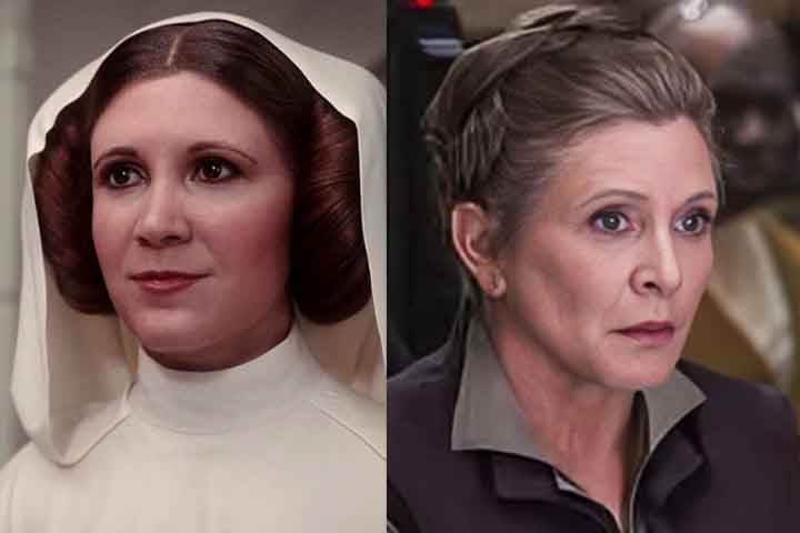Carrie Fisher - Famosa pelo papel da Princesa Leia e  Guerra nas Estrelas, morreu 27/12/2016, aos 60 anos, ao sofrer uma parada cardíaca depois de passar mal numa viagem de avião.  Ela também  fazia gravações e recebeu um Grammy pelo álbum The Princess Diarist. 