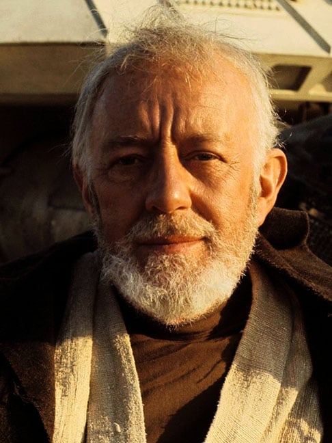 Alec Guinness (1914 - 2000) -Obi-Wan Kenobi  - O ator britânico, nascido em 2/4/1914, morreu em 5/8/2000, aos 86 anos.