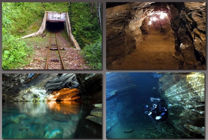 Mina da Passagem (Mariana, MG) -Quinze mineiros morreram afogados na mina em 1936. Os túneis subterrâneos, a 12 metros de profundidade, eram usados por filhos de escravos para a caça do ouro.  Muitos poços eram estreitos e apenas um corpo pequeno conseguia passar.