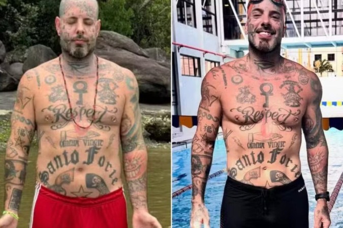 Após perder 20 kg, Tico Santta Cruz exibe novo físico ao nadar em Maceió -  (crédito: Observatório dos Famosos)