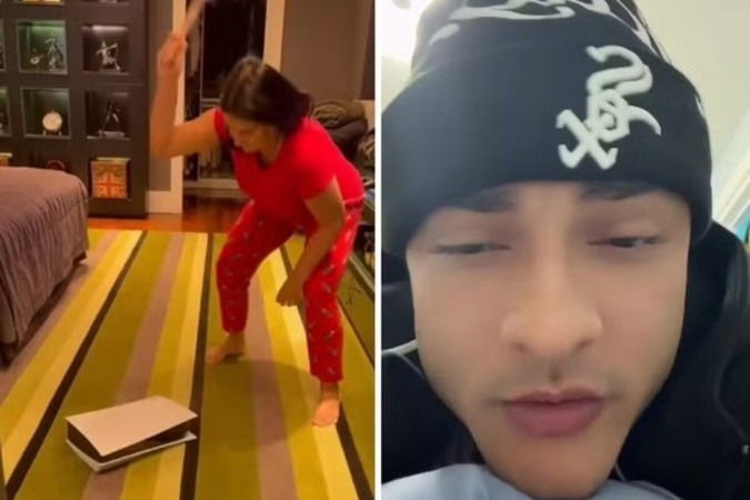 Mãe de influenciador causa polêmica ao quebrar videogame de filho mais novo -  (crédito: Observatório dos Famosos)