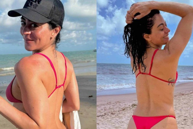 De biquíni pink, Carol Castro esbanja beleza e boa forma durante momento de lazer em João Pessoa -  (crédito: Observatório dos Famosos)
