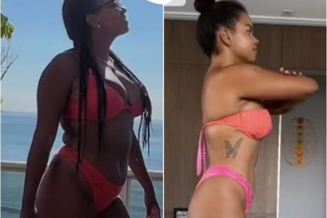Antes e depois! De biquíni, Jeniffer Nascimento mostra ao fazer comparativo do físico -  (crédito: Observatório dos Famosos)