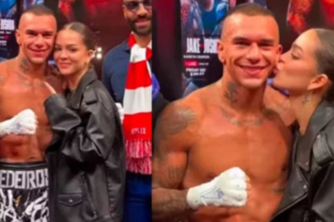 Após namorado ganhar luta, Mel Maia sobe em ringue -  (crédito: Observatório dos Famosos)