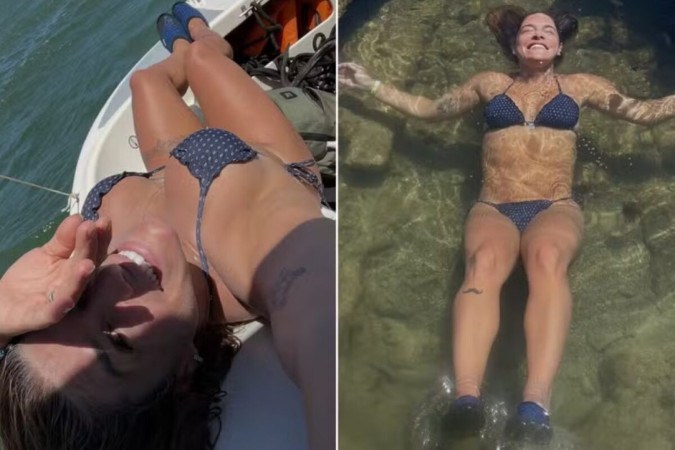 De biquíni, Priscila Fantin curte férias com a família -  (crédito: Observatório dos Famosos)