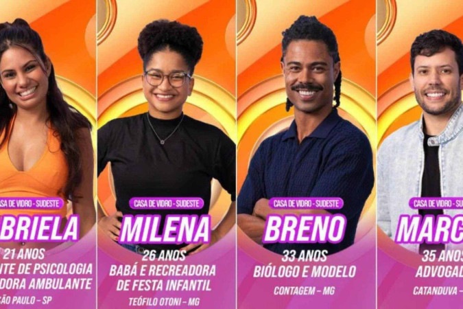 BBB 26: Conheça os pipocas confinados nas Casas de Vidro do Sudeste e Sul -  (crédito: Obeservatório da TV)
