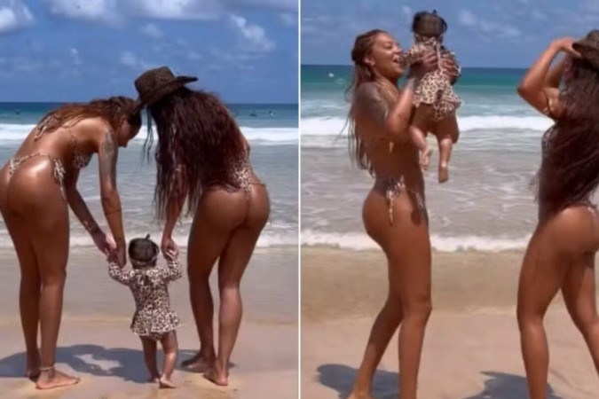 Fofura! Ludmilla compartilha momento com a filha na praia -  (crédito: Observatório dos Famosos)
