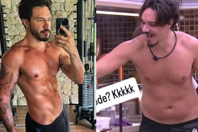 Eliezer posa sem camisa e visual é comparado com o que ele tinha no BBB 22 -  (crédito: Observatório dos Famosos)