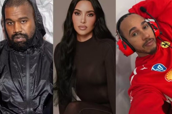Kanye West estaria com ciúmes de Kim Kardashian com seu amigo, Lewis Hamilton -  (crédito: Observatório dos Famosos)