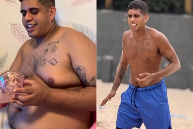 Filho de Rodriguinho rebate críticas após antes e depois: ‘Não perdi 40kg só com remédio’ -  (crédito: Observatório dos Famosos)