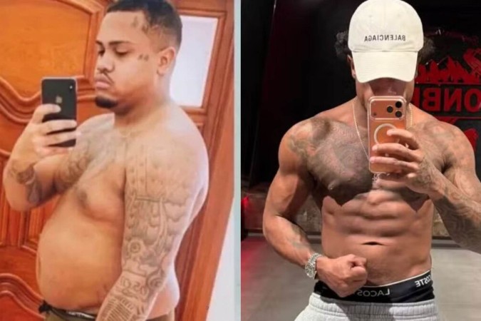Veja o antes e depois de MC Davi e saiba como ele eliminou cerca de 28 kg -  (crédito: Observatório dos Famosos)