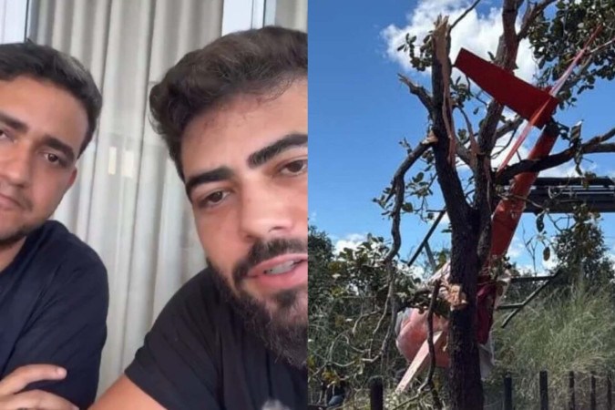 Henrique e Juliano se pronunciam após queda de helicóptero pilotado pelo pai da dupla -  (crédito: Observatório dos Famosos)