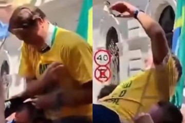 Cena de facada em filme sobre Bolsonaro vira alvo de piadas e críticas nas redes sociais -  (crédito: Observatório dos Famosos) -Cena de facada em filme sobre Bolsonaro vira alvo de piadas e críticas nas redes sociais -  (crédito: Observatório dos Famosos)