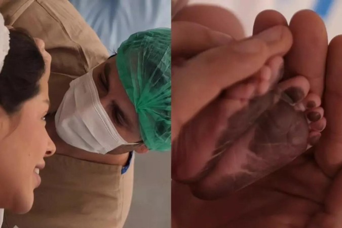 Laís Caldas e Gustavo Marsengo, que se conheceram no BBB 22, anunciam nascimento da primeira filha -  (crédito: Observatório dos Famosos)
