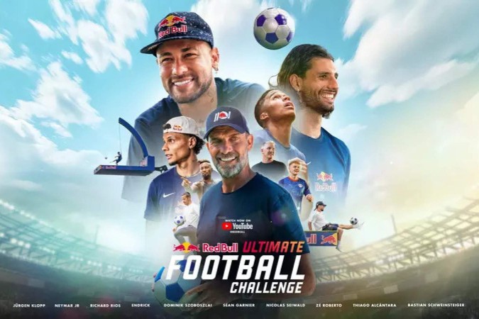 Neymar encara desafio nas alturas e deixa 78 bolas para adversários no Red Bull Ultimate Football Challenge -  (crédito: Observatório dos Famosos)