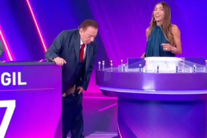 Raul Gil passa por saia justa no SBT e Patricia Abravanel brinca com a situação -  (crédito: Obeservatório da TV)