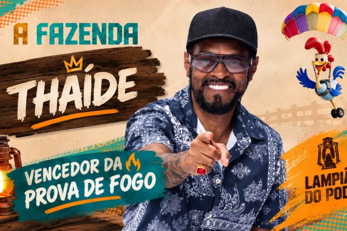 Thaíde vence primeira Prova de Fogo de A Fazenda 18 e Baia é formada por Ana Bruna, Serginho, Daniel e Igor -  (crédito: Obeservatório da TV)
