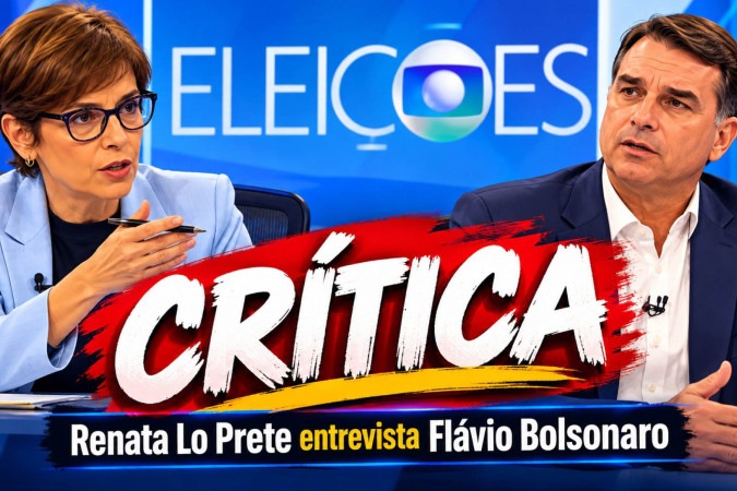 Renata Lo Prete mostra que firmeza não exige confronto ao entrevistar Flávio Bolsonaro -  (crédito: Obeservatório da TV)